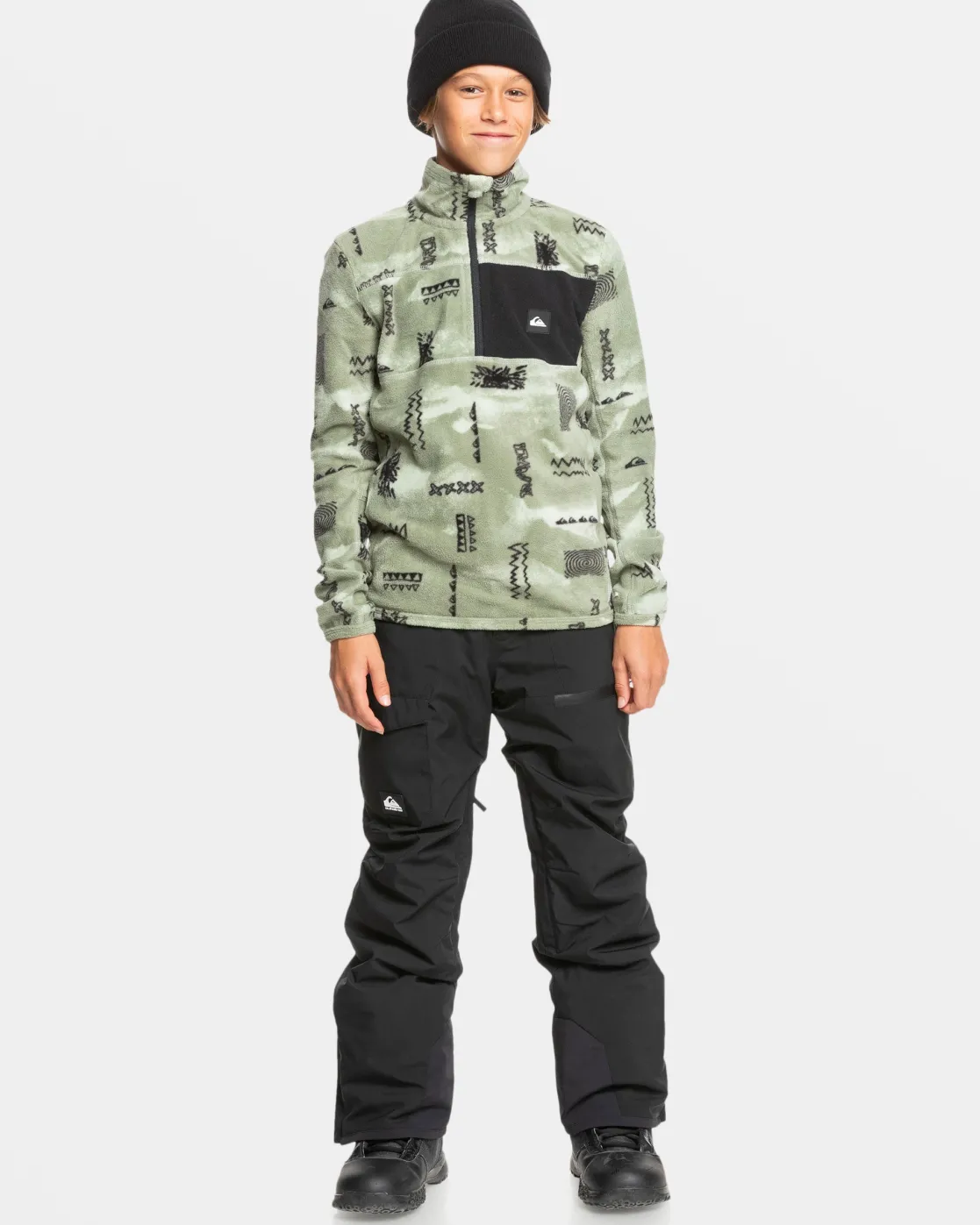 Quiksilver Snow Jackets>Boys 8-16 Aker Half-Zip Sweatshirt SHADOWCHECKSDESERTSAGE