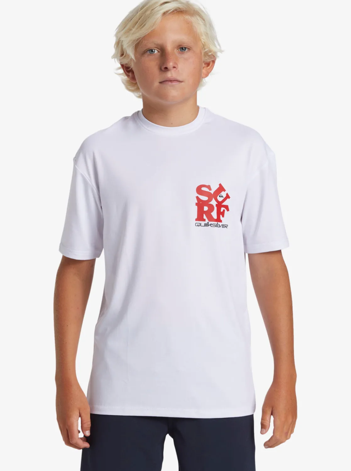 Quiksilver Rashguards>Boys 8-16 Everyday Short Sleeve Surf Tee WHITE/BLACK