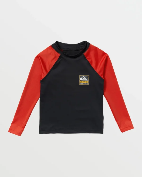 Quiksilver Rashguards>Boys 2-7 Hawaii Badge UPF50 Long Sleeve Rashguard - HIGHRISKRED