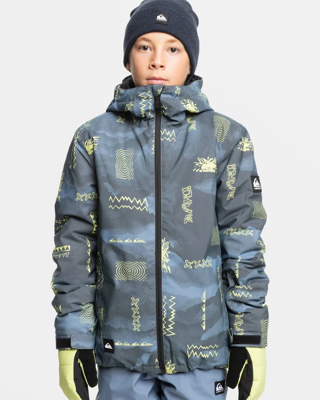 Quiksilver Snow Jackets>Boys 8-16 Mission Snow Jacket SHADOWCHECKSFLINTSTONE