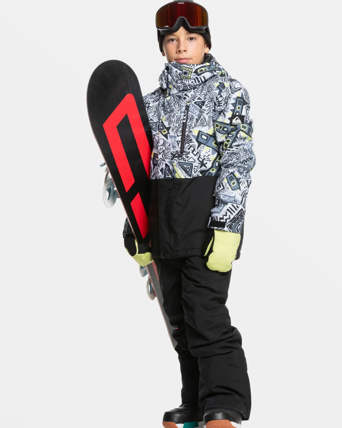 Quiksilver Snow Jackets>Boys 8-16 Mission Snow Jacket HERITAGESCRIBBLEBLACK
