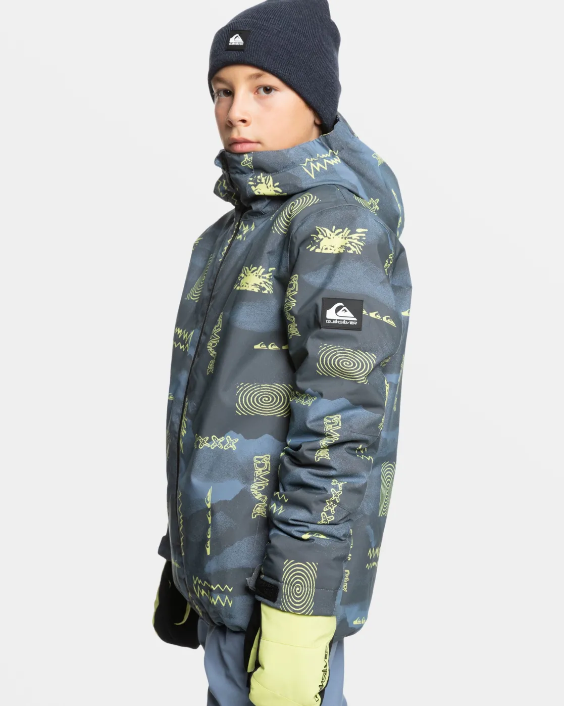 Quiksilver Snow Jackets>Boys 8-16 Mission Snow Jacket SHADOWCHECKSFLINTSTONE