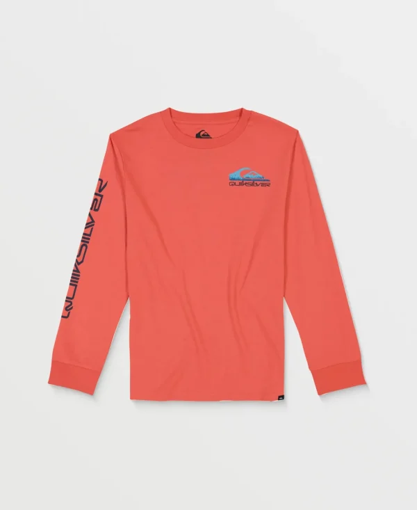 Quiksilver Tees | Boys Gifts>Boys 2-7 Omni Logo Core Long Sleeve T-Shirt SpicedCoral