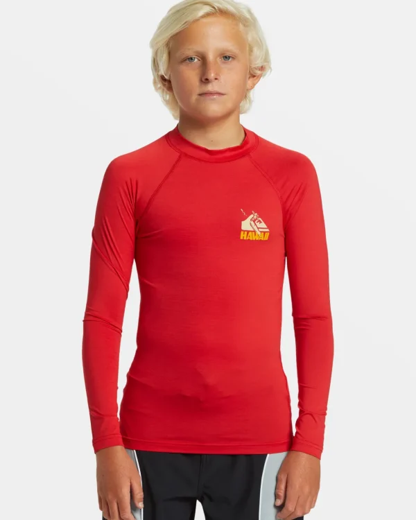 Quiksilver Rashguards>Boys 8-16 Petroglyph Long Sleeve Rashguard SALSA