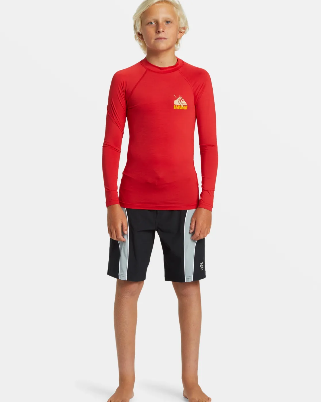 Quiksilver Rashguards>Boys 8-16 Petroglyph Long Sleeve Rashguard SALSA