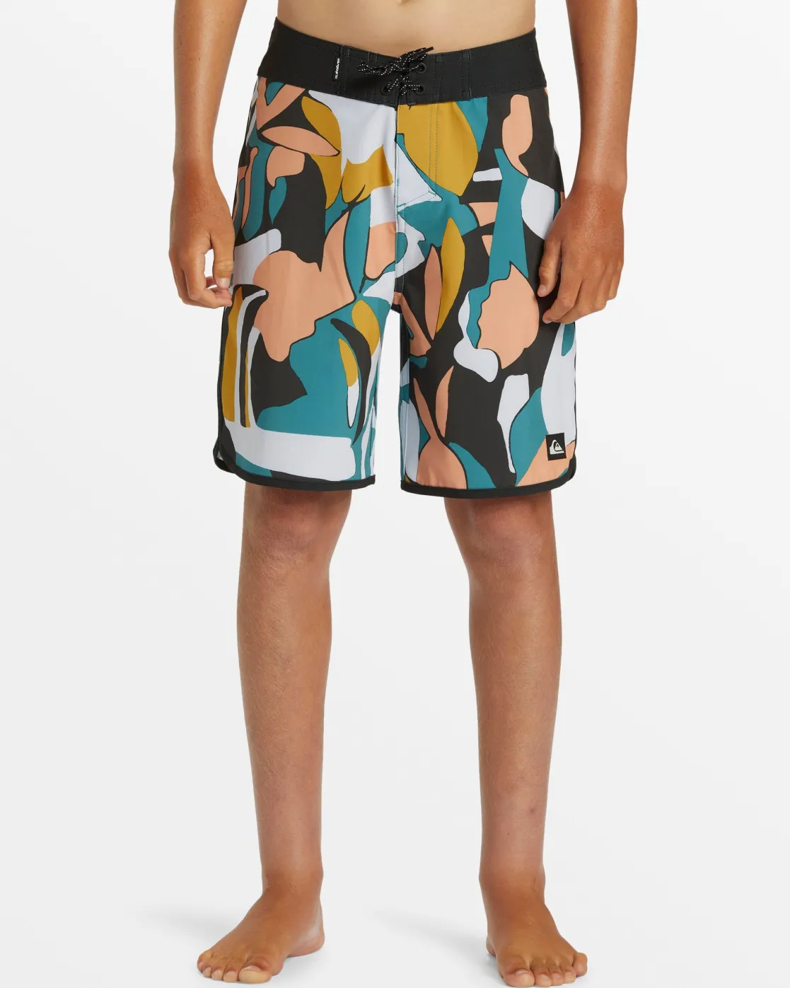 Quiksilver Boardshorts>Boys 8-16 Surfsilk Scallop 17" Boardshorts - BLACK