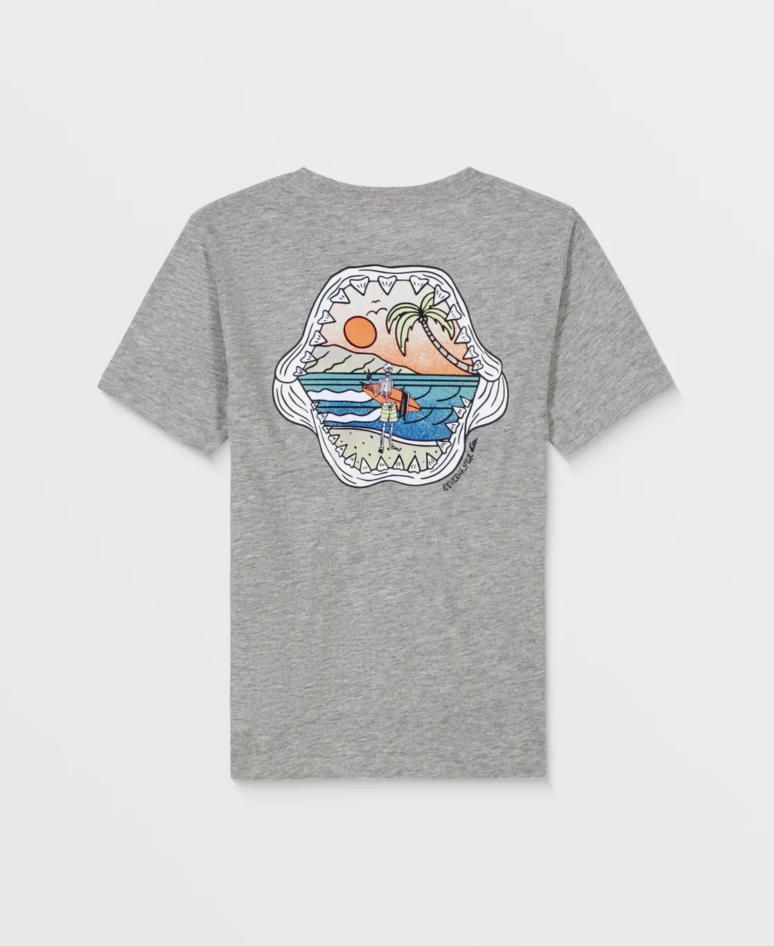 Quiksilver Shirts & Polos>Boys Shark Mouth Short Sleeve Shirt GreyHeather