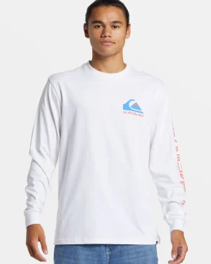 Quiksilver Tees>Comp Logo Long Sleeve T-Shirt WHITE