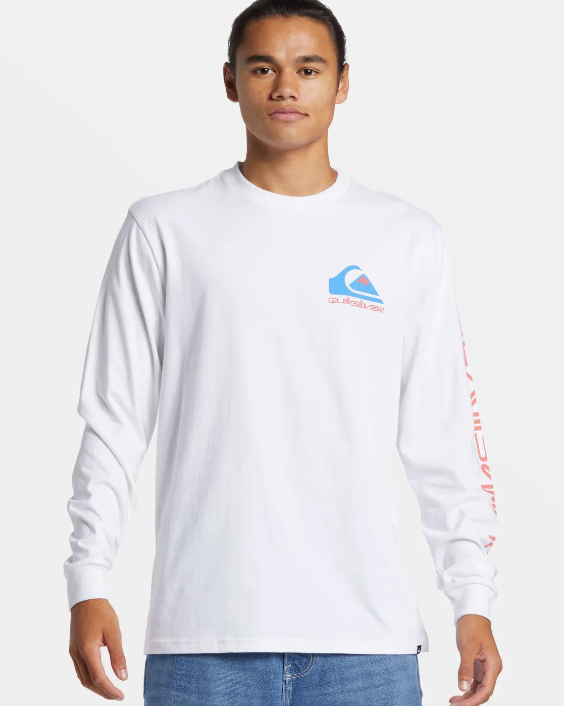 Quiksilver Tees>Comp Logo Long Sleeve T-Shirt WHITE