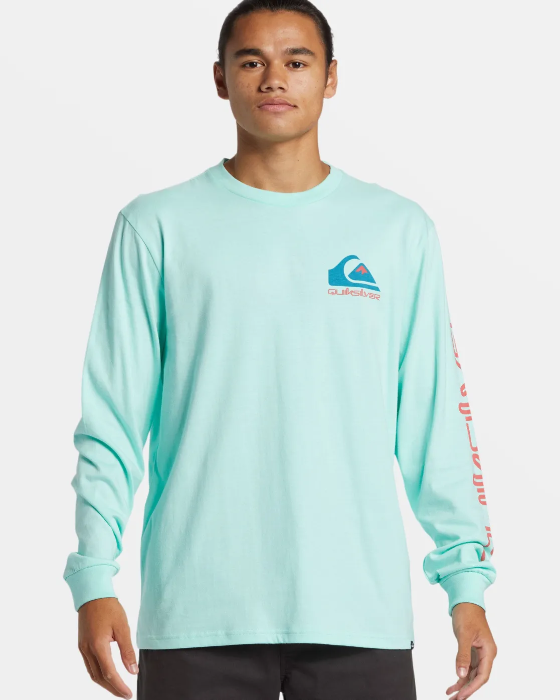 Quiksilver Tees>Comp Logo Long Sleeve T-Shirt BEACHGLASS