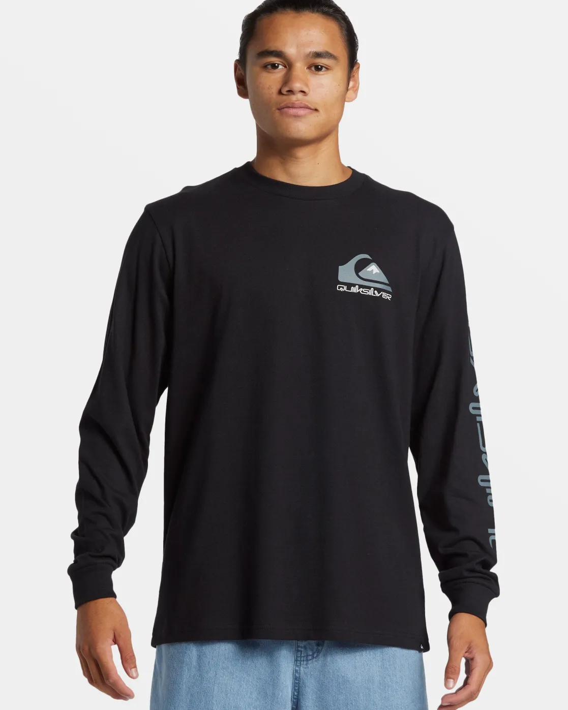 Quiksilver Tees>Comp Logo Long Sleeve T-Shirt BLACK