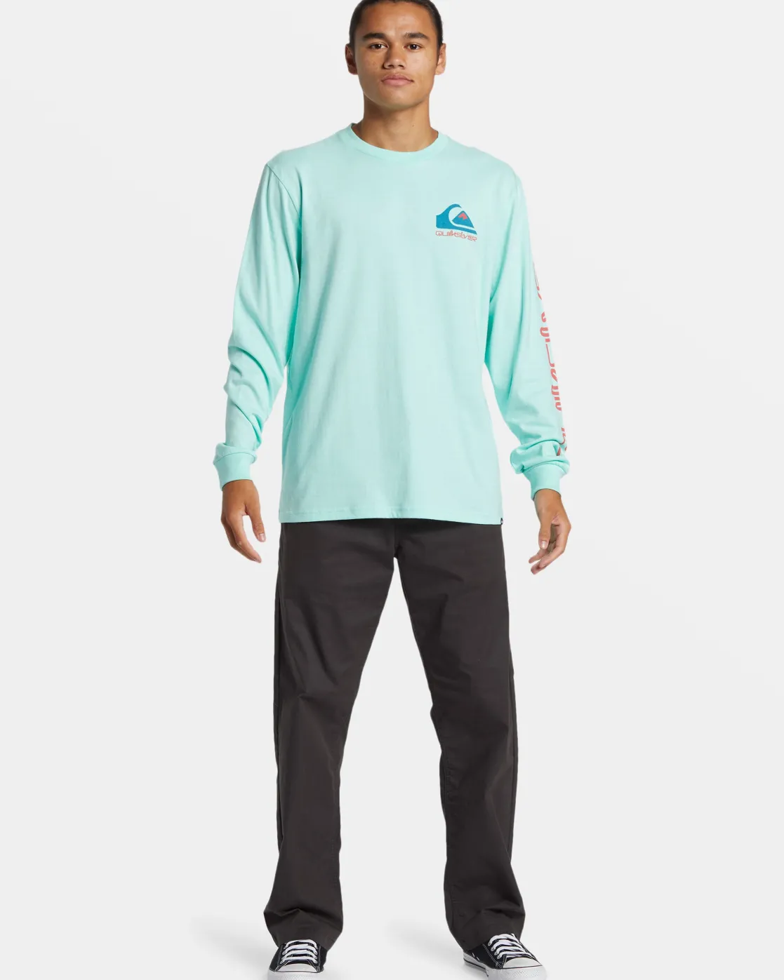 Quiksilver Tees>Comp Logo Long Sleeve T-Shirt BEACHGLASS