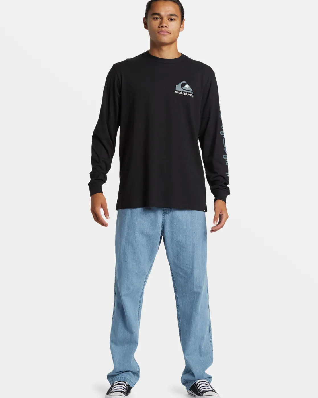 Quiksilver Tees>Comp Logo Long Sleeve T-Shirt BLACK