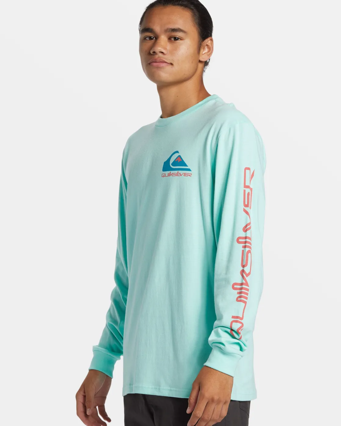 Quiksilver Tees>Comp Logo Long Sleeve T-Shirt BEACHGLASS