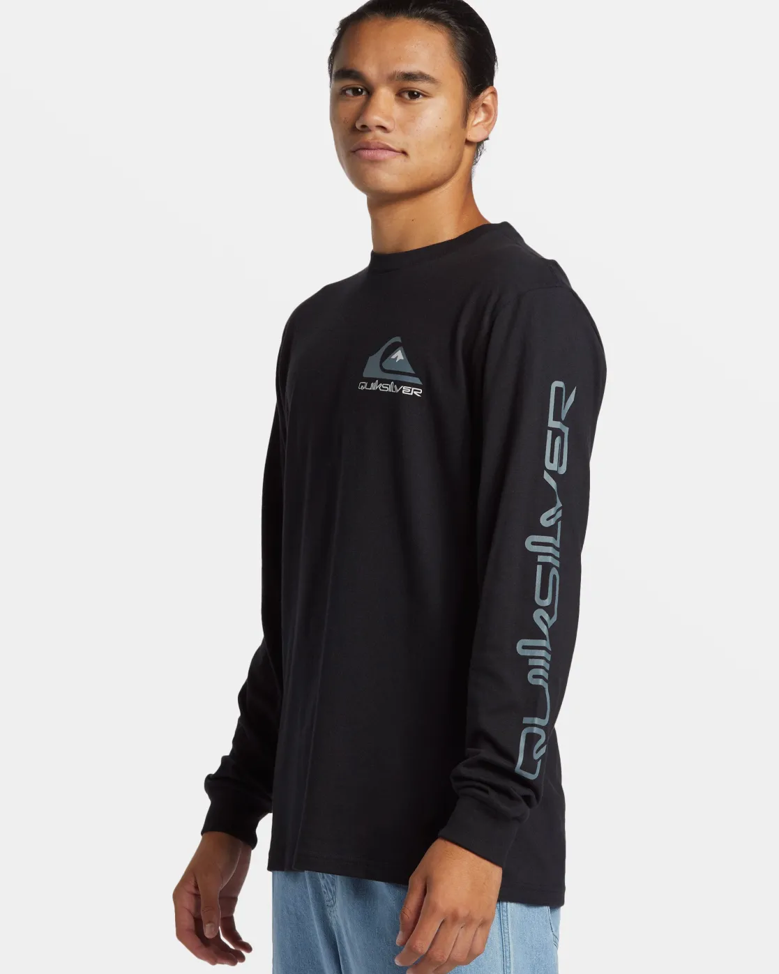 Quiksilver Tees>Comp Logo Long Sleeve T-Shirt BLACK