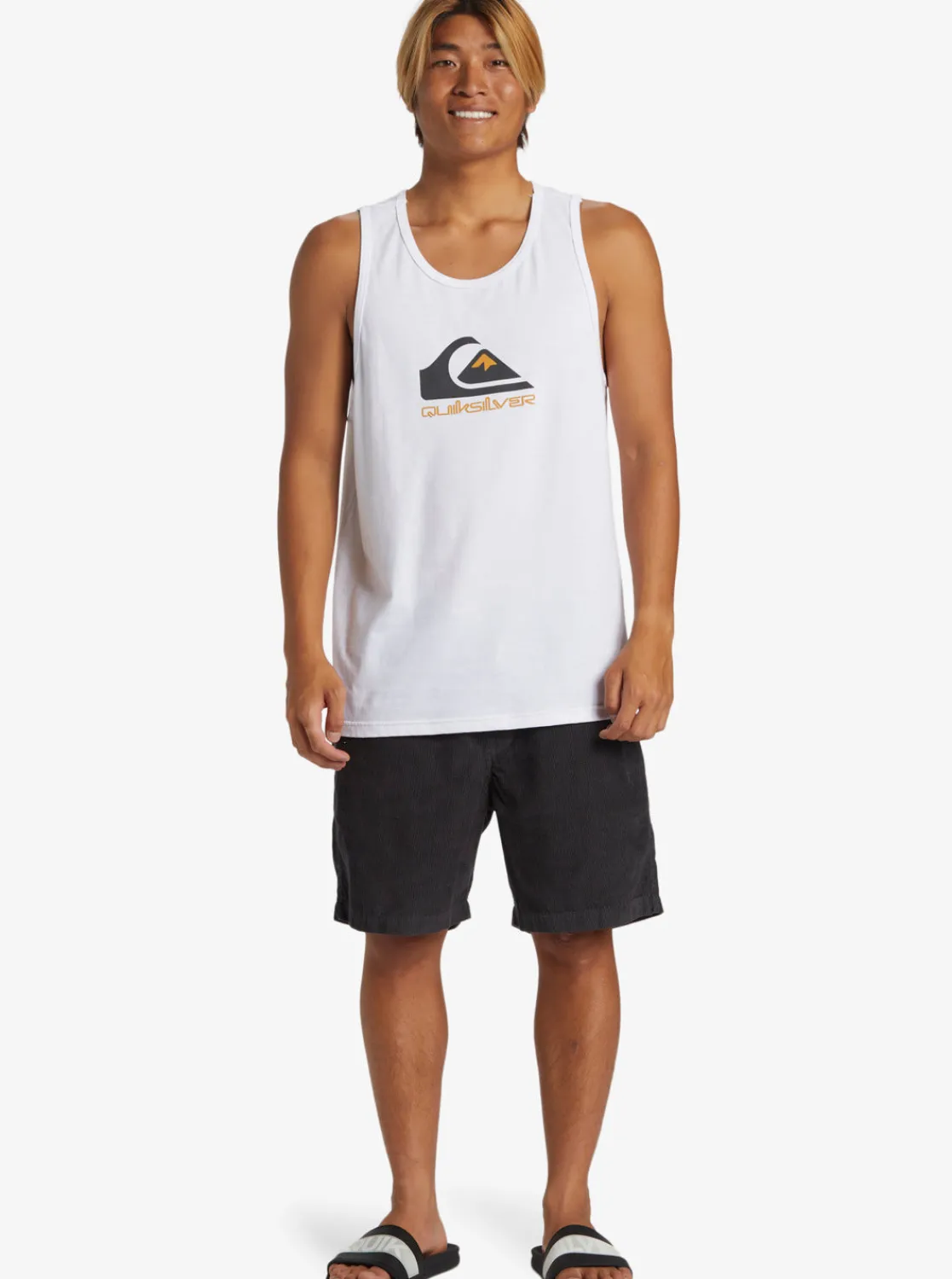 Quiksilver Tees>Comp Logo Tank WHITE