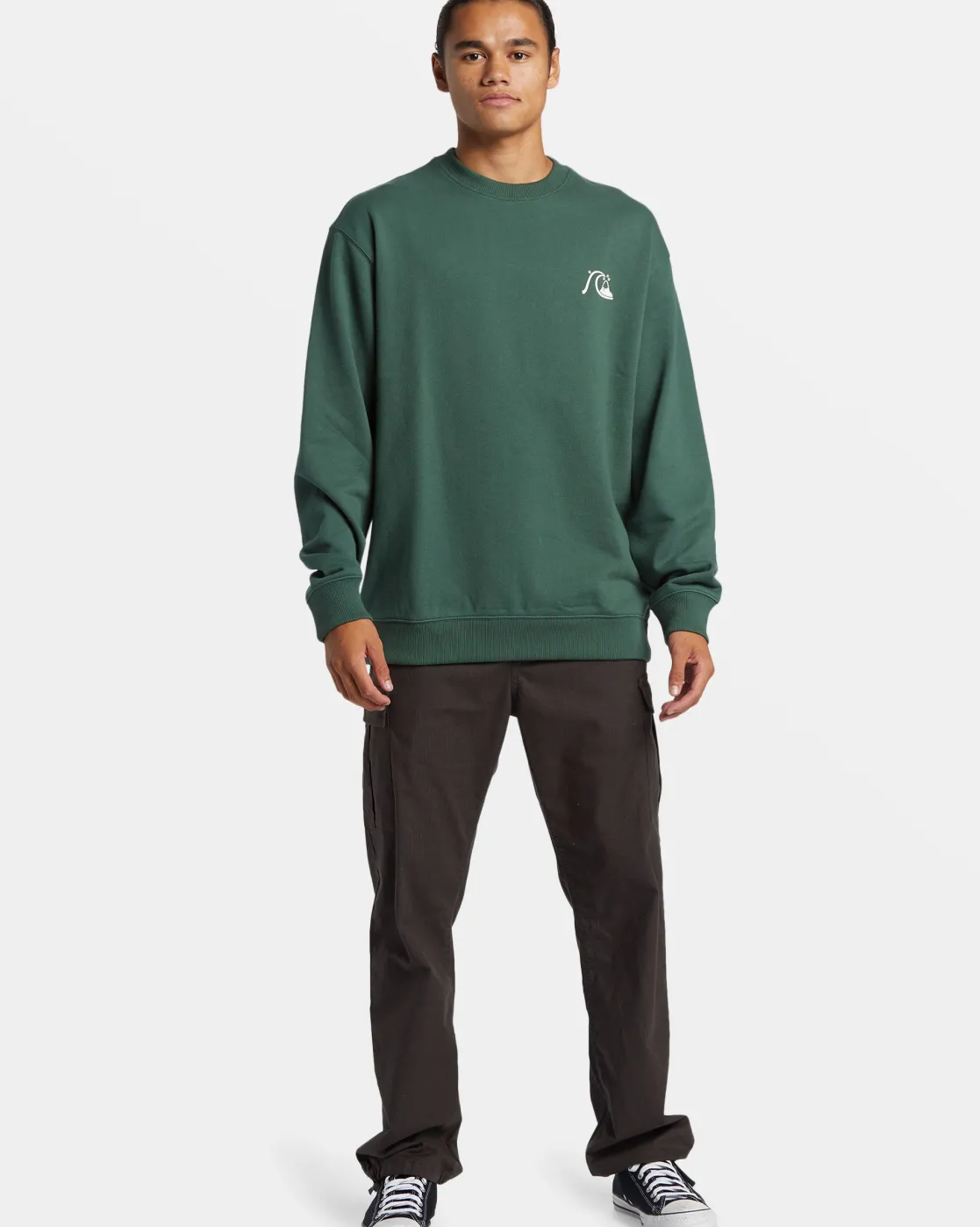 Quiksilver Sweatshirts & Hoodies | Under $100>DNA Bubble Logo Crew Neck Sweatshirt FOREST