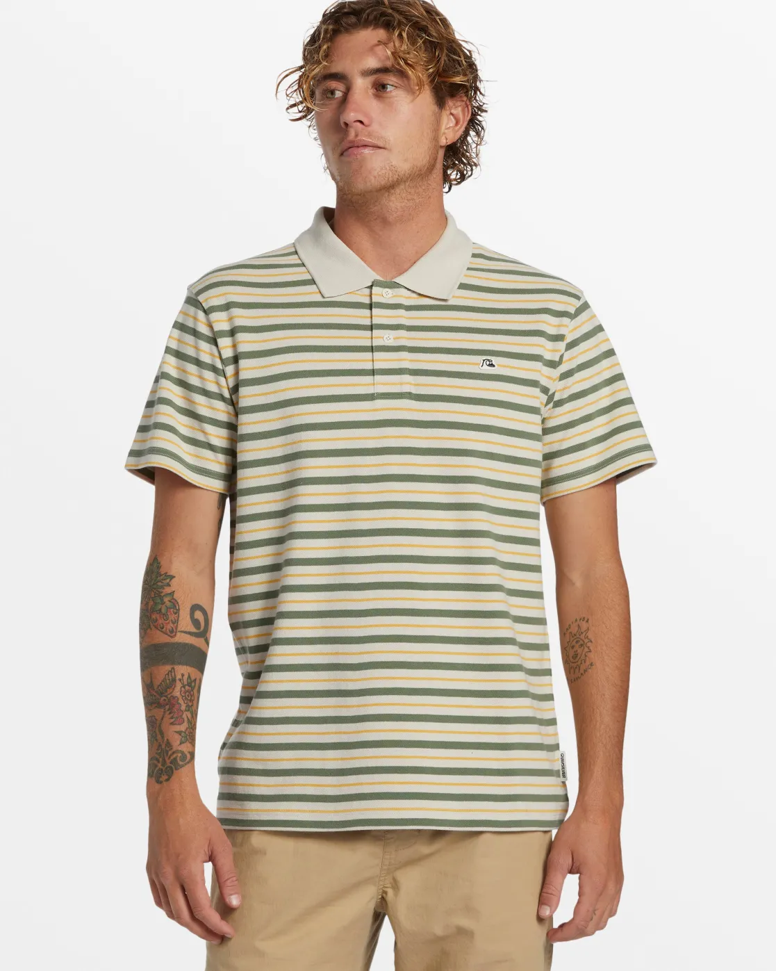 Quiksilver Tees>DNA Polo Crew Neck Top SILVERBIRCHDNAPOLO
