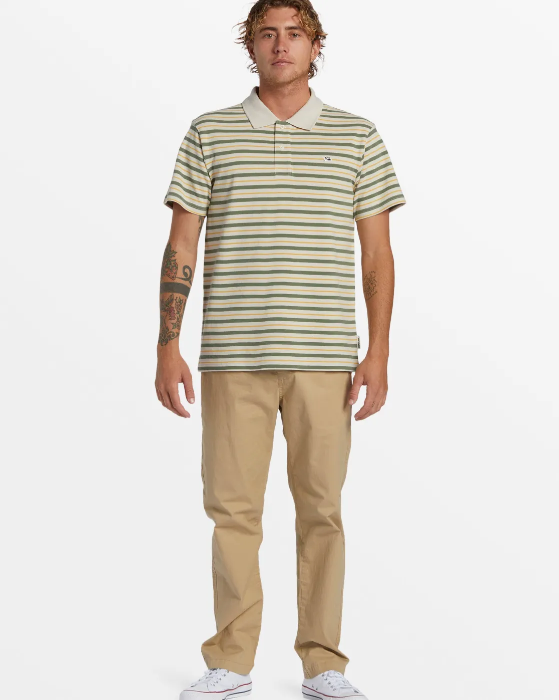 Quiksilver Tees>DNA Polo Crew Neck Top SILVERBIRCHDNAPOLO