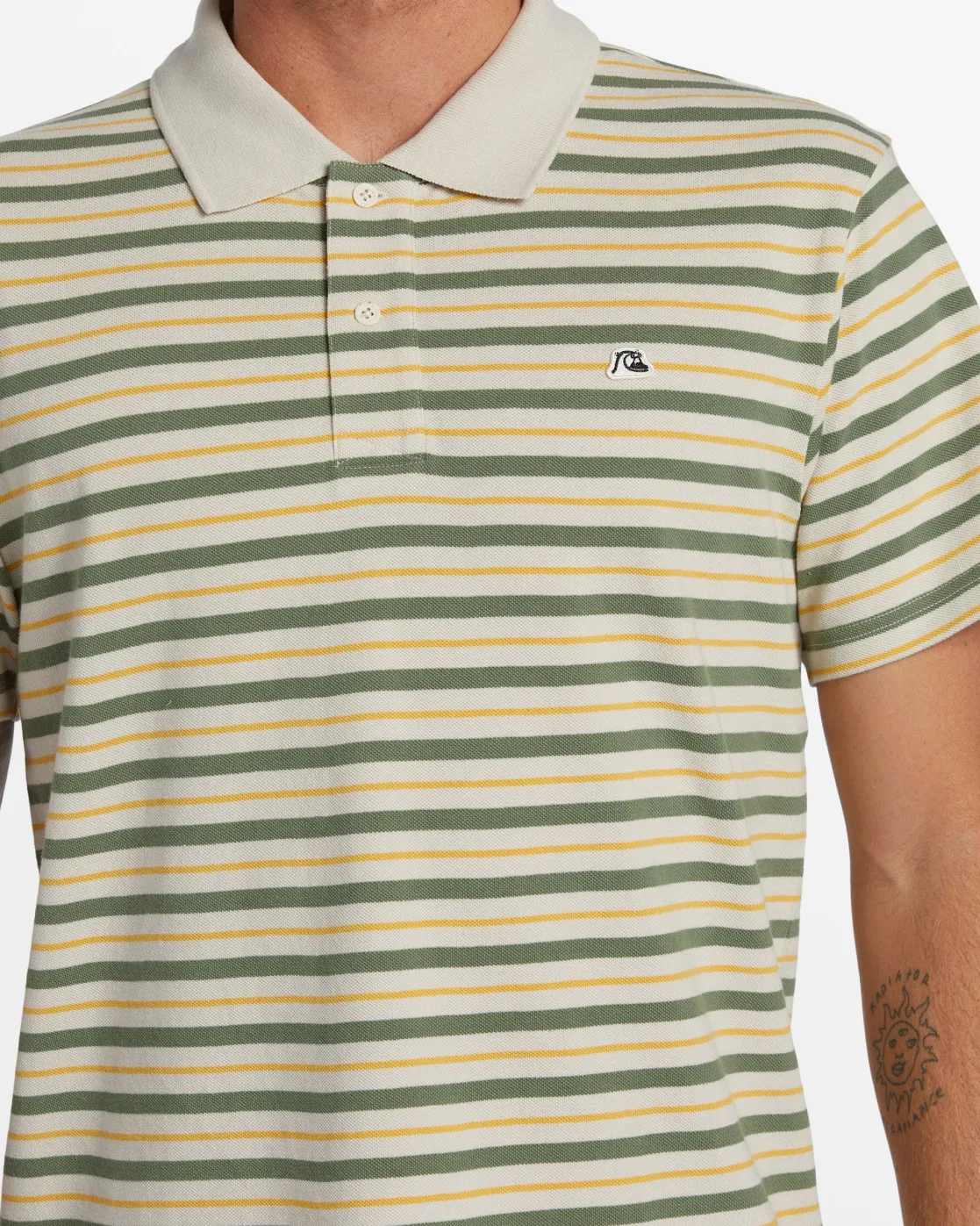 Quiksilver Tees>DNA Polo Crew Neck Top SILVERBIRCHDNAPOLO
