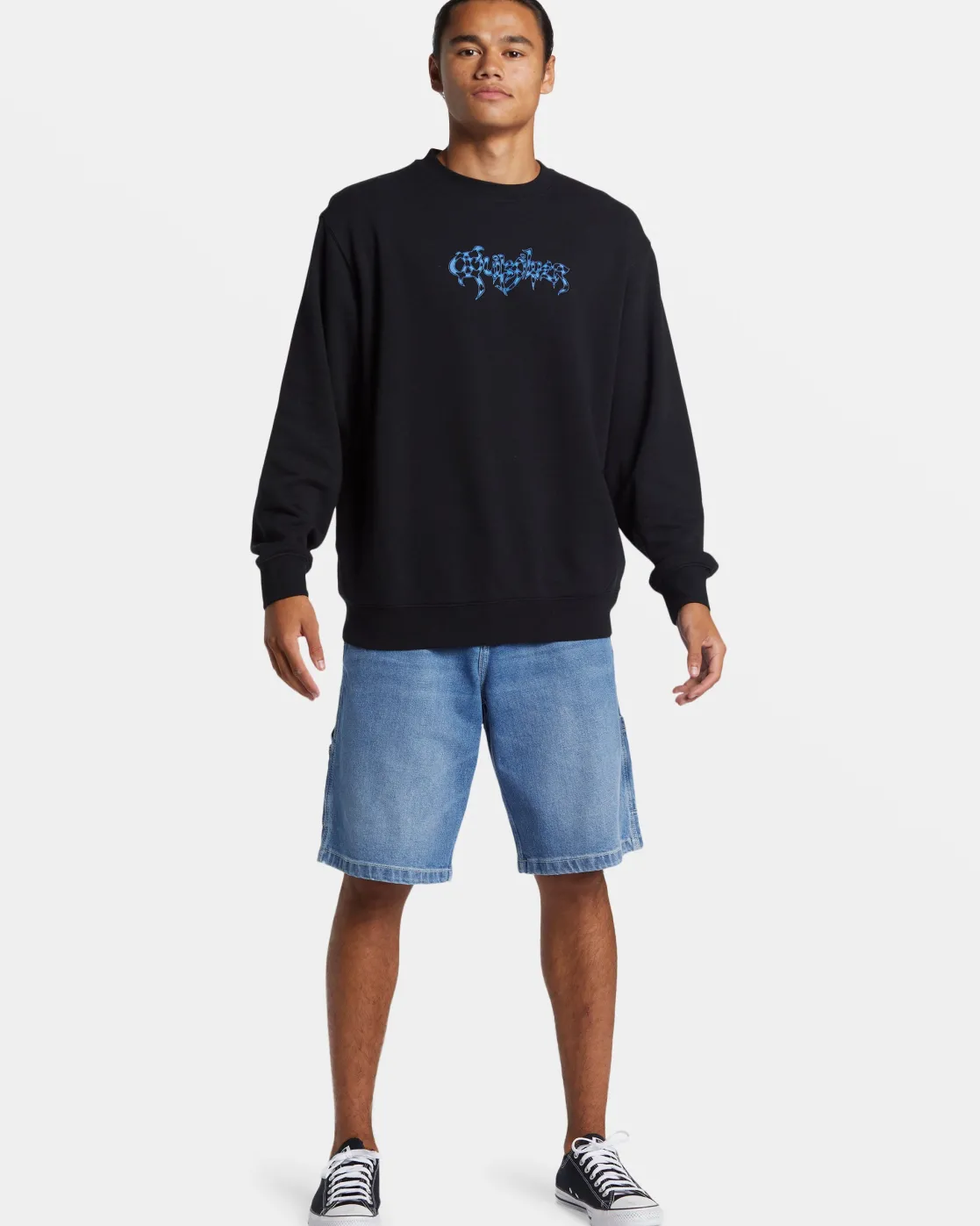 Quiksilver Sweatshirts & Hoodies | Under $100>Graphic Crewneck Sweatshirt BLACK