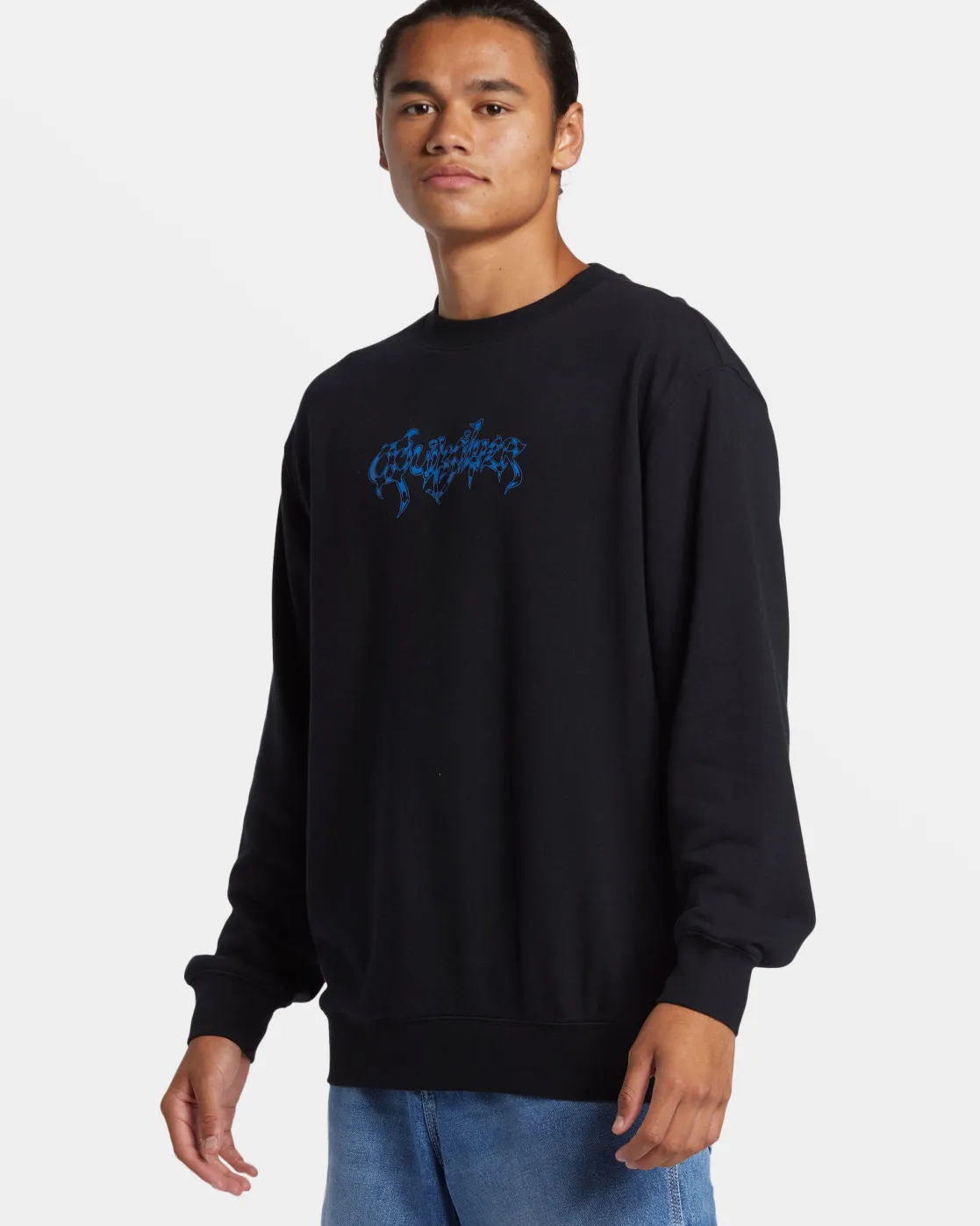 Quiksilver Sweatshirts & Hoodies | Under $100>Graphic Crewneck Sweatshirt BLACK