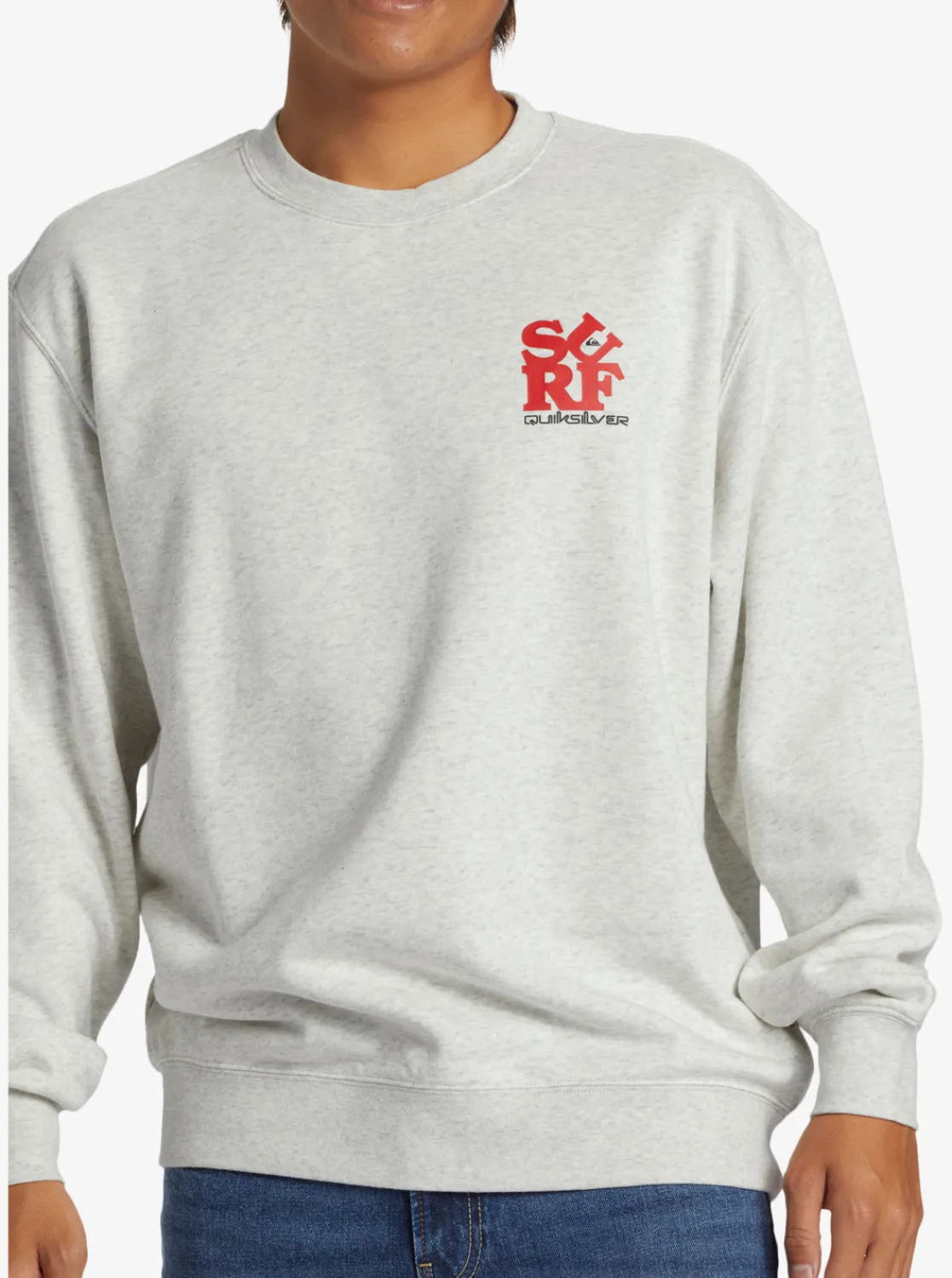Quiksilver Sweatshirts & Hoodies>Graphic Mix Crew Neck Sweatshirt WHITEMARBLEHEATHER