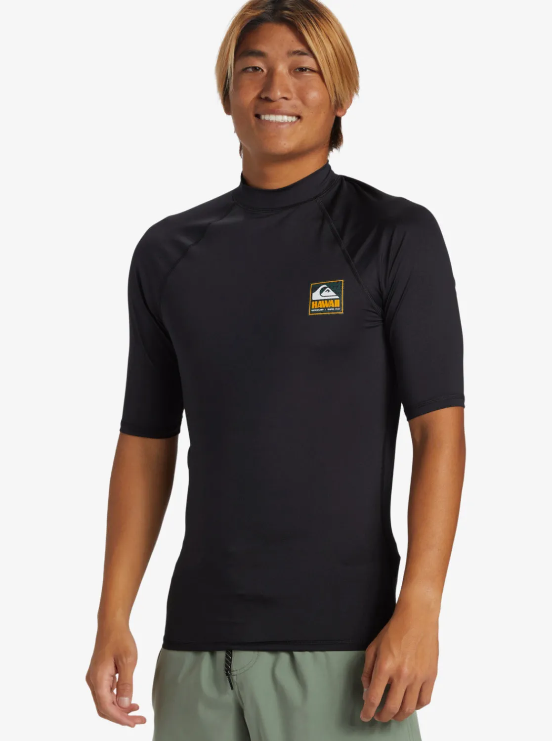 Quiksilver Rashguards>Hawaii Badge UPF50 Short Sleeve Rashguard BLACK