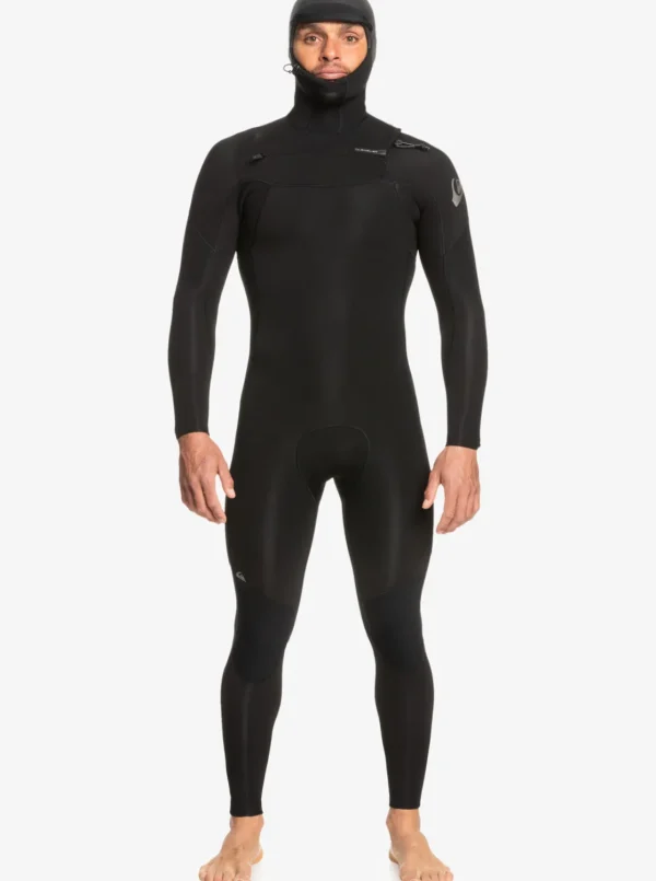Quiksilver Wetsuits>4/3mm Everyday Sessions Hooded Chest Zip Wetsuit BLACK