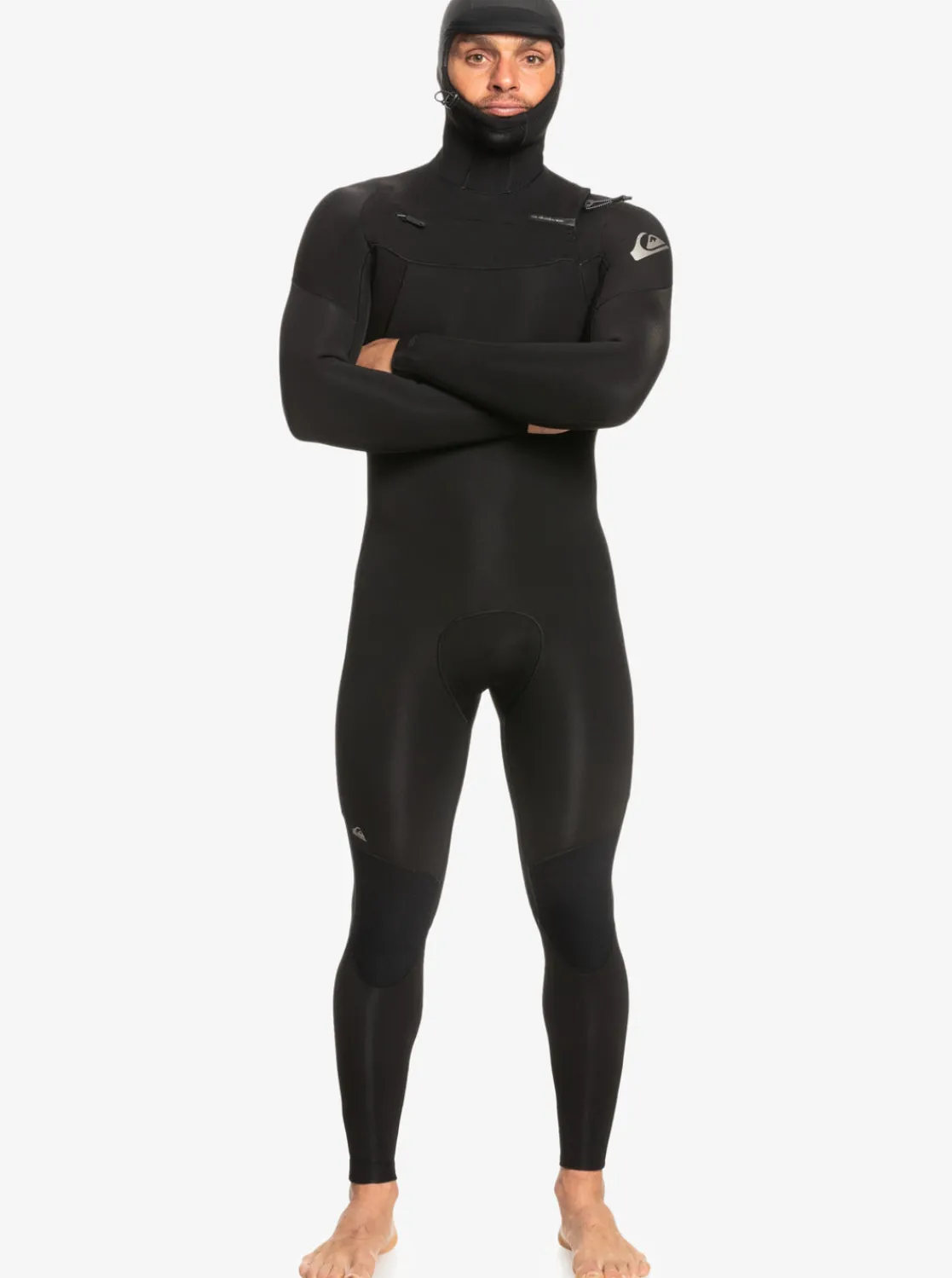 Quiksilver Wetsuits>4/3mm Everyday Sessions Hooded Chest Zip Wetsuit BLACK