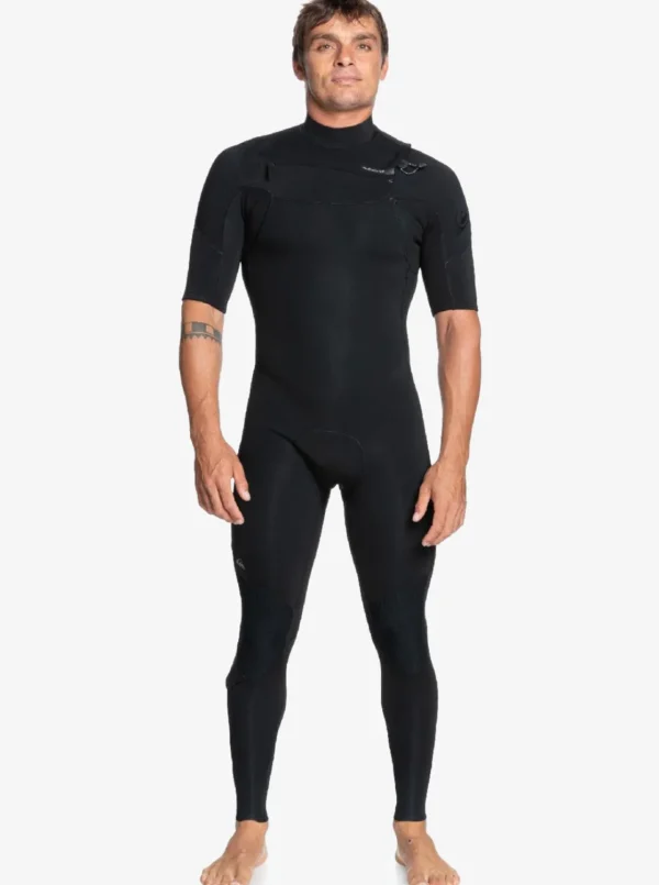 Quiksilver Wetsuits>2/2mm Everyday Sessions Short Sleeve Chest Zip Springsuit BLACK