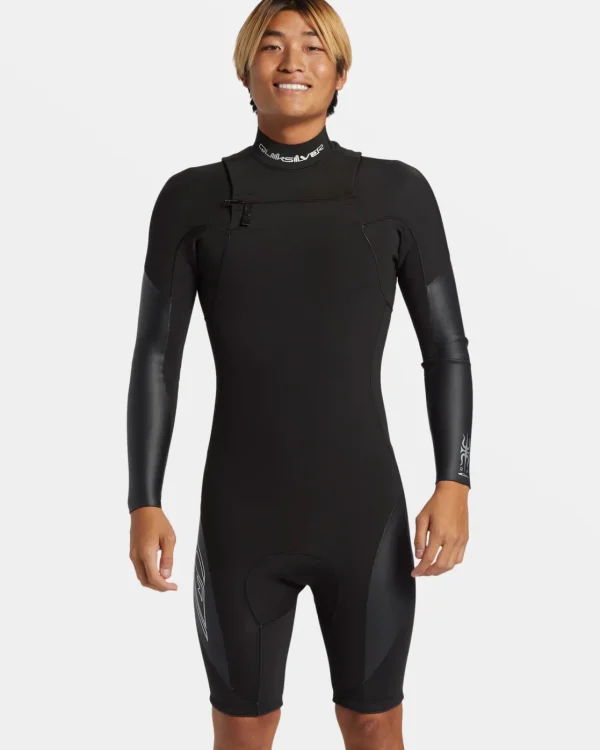 Quiksilver Wetsuits>2/2mm Mercury Chest Zip Long Sleeve Springsuit BLACK