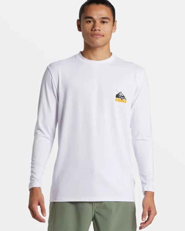Quiksilver Rashguards>Petroglyph Long Sleeve Surf Tee WHITE