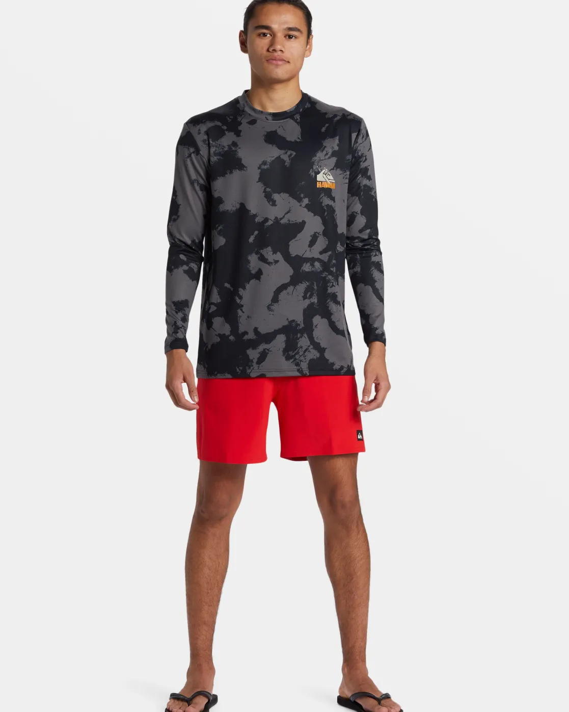 Quiksilver Rashguards>Petroglyph Long Sleeve Surf Tee HITIEDYE-BLACK