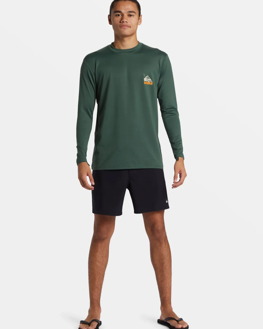 Quiksilver Rashguards>Petroglyph Long Sleeve Surf Tee FOREST