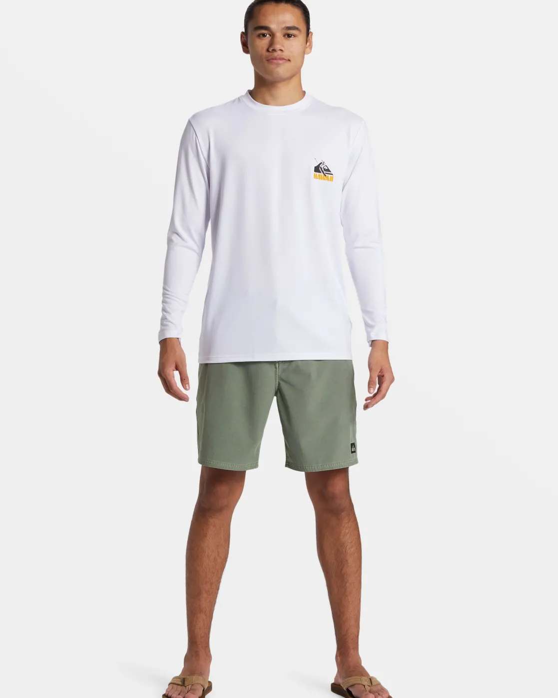Quiksilver Rashguards>Petroglyph Long Sleeve Surf Tee WHITE