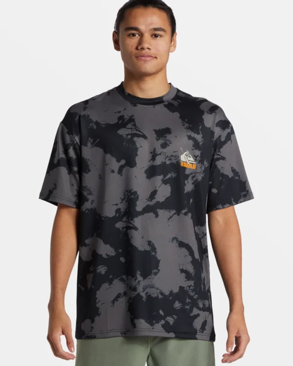 Quiksilver Rashguards>Petroglyph Short Sleeve Surf Tee HITIEDYE-BLACK