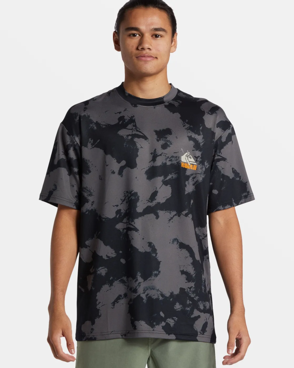 Quiksilver Rashguards>Petroglyph Short Sleeve Surf Tee HITIEDYE-BLACK