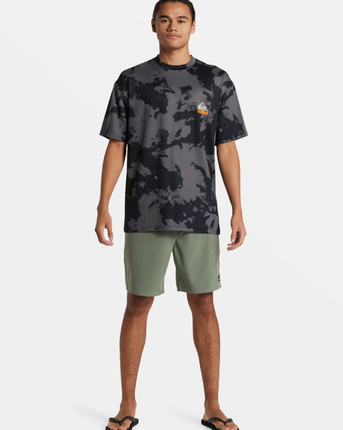 Quiksilver Rashguards>Petroglyph Short Sleeve Surf Tee HITIEDYE-BLACK
