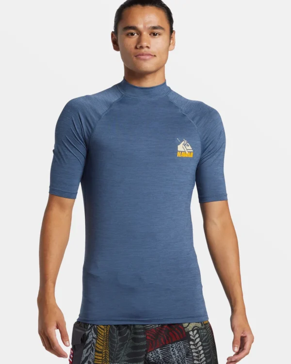Quiksilver Rashguards>Petroglyph UPF 50 Short Sleeve Rashguard VINTAGEINDIGOHEATHER