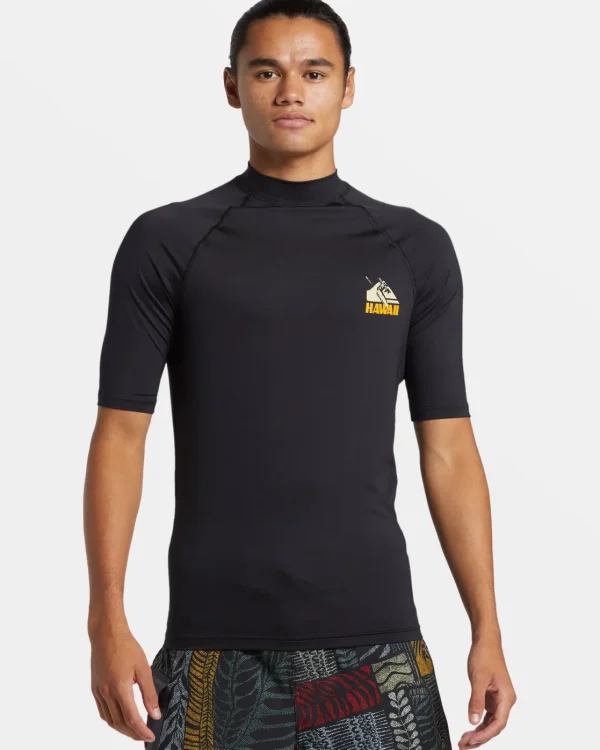 Quiksilver Rashguards>Petroglyph UPF 50 Short Sleeve Rashguard BLACK