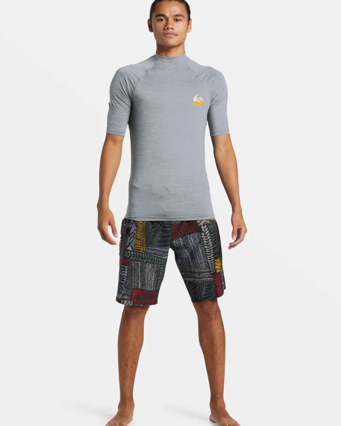 Quiksilver Rashguards>Petroglyph UPF50 Short Sleeve Rashguard QUARRYHEATHER