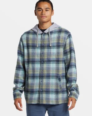 Quiksilver Shirts & Polos | Under $100>Sandbar Long Sleeve Flannel Shirt VINTAGEBLUESANDBARHOODEDFL