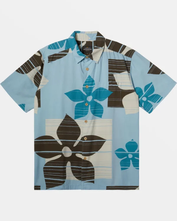 Quiksilver Shirts & Polos | Shirts & Polos>Waterman Block Head Short Sleeve Shirt STERLINGBLUEBLOCKHEAD