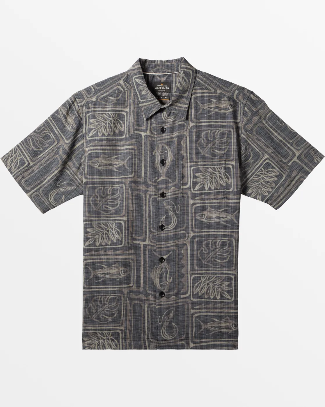 Quiksilver Shirts & Polos>Waterman Framed Fish Short Sleeve Shirt BLACKFRAMEDFISHWOVEN