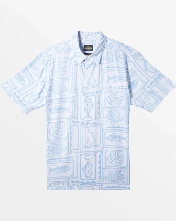 Quiksilver Shirts & Polos | Shirts & Polos>Waterman Framed Fish Short Sleeve Shirt WHITEFRAMEDFISHWOVEN