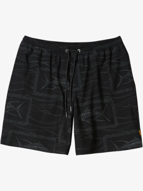 Quiksilver Boardshorts | Boardshorts>Waterman Reef Point Volley 17" Swim Trunks REEFPOINTBLACK