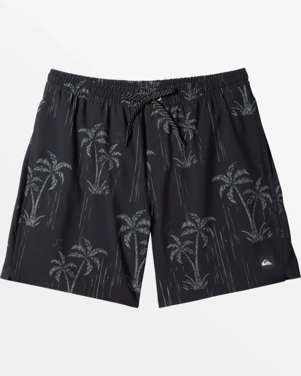 Quiksilver Boardshorts | Boardshorts>Waterman Shady Palms 18'' Elastic Waist Trunks SHADYPALM-BLACK