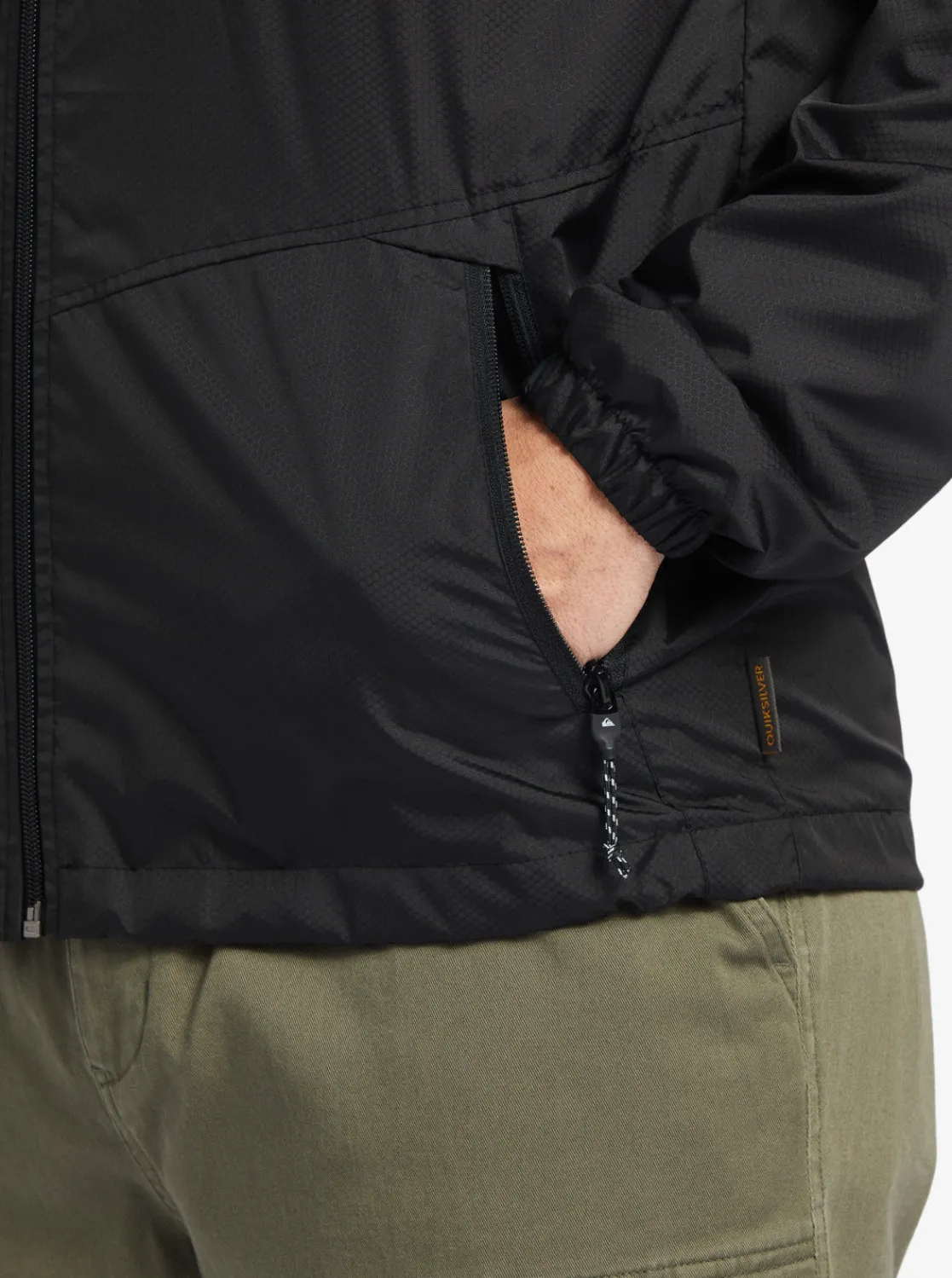 Quiksilver Jackets & Sweatshirts | Jackets>Waterman Shell Shock Water-Resistant Lightweight Mini Ripstop Windbreaker BLACK