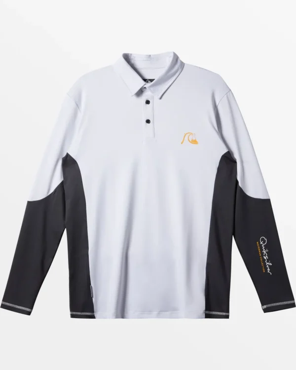 Quiksilver Rashguards>Waterman Waterman Piscator Polo Long Sleeve UPF 50 Surf T-Shirt WHITE
